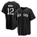 B.Red Sox #12 Connor Wong Player Black Home Game Gdoa Stitched Jerseys