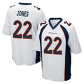 D.Broncos #22 Brandon Jones Player White Game Gdoa Stitched Jerseys