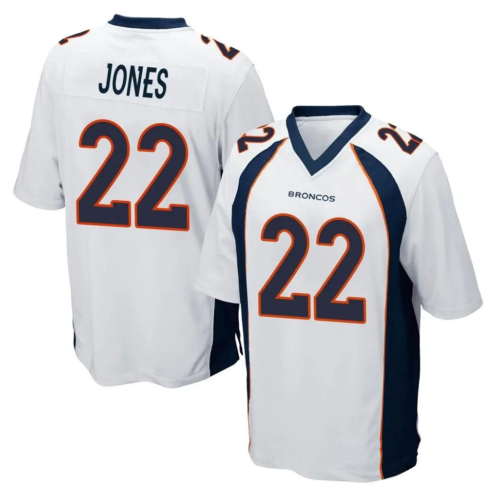 D.Broncos #22 Brandon Jones Player White Game Gdoa Stitched Jerseys