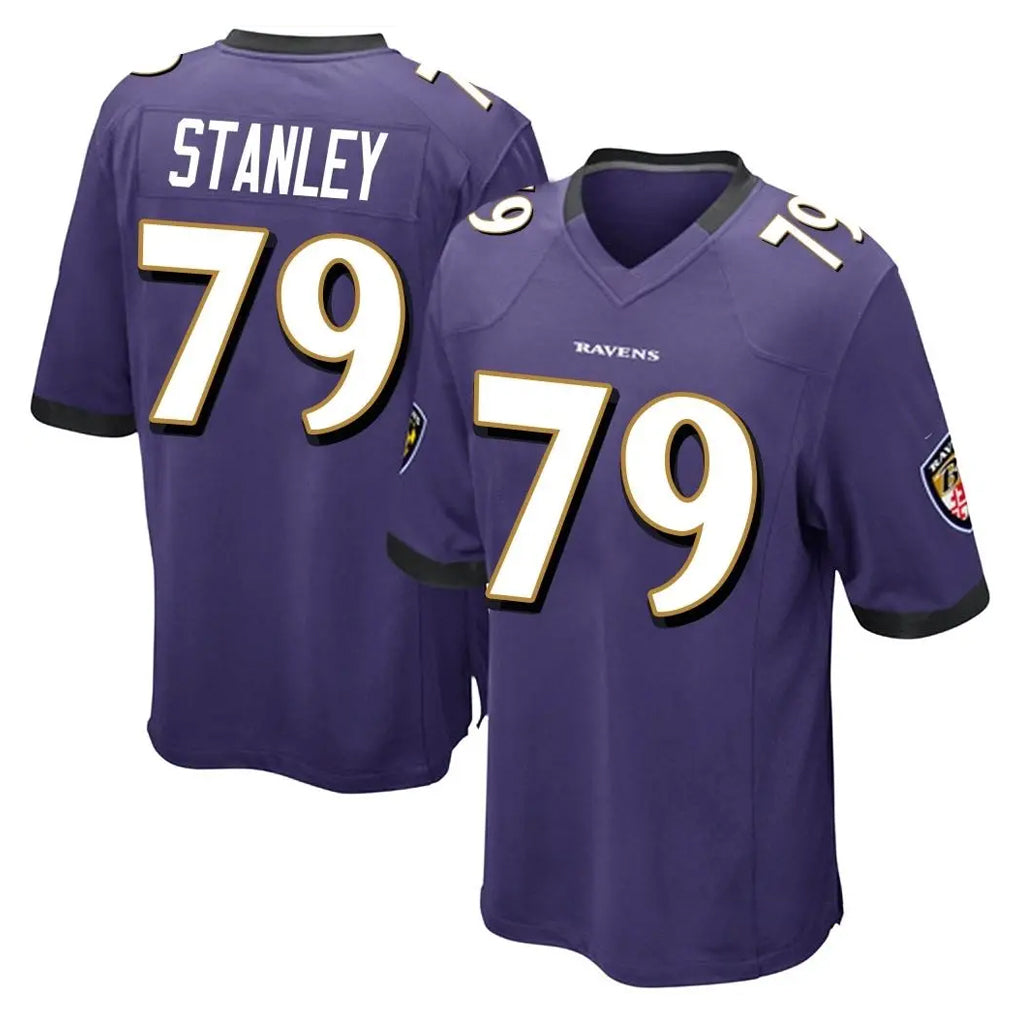 B.Ravens #79 Ronnie Stanley Player Purple Color Rush Home Game Gdoa Stitched Jerseys