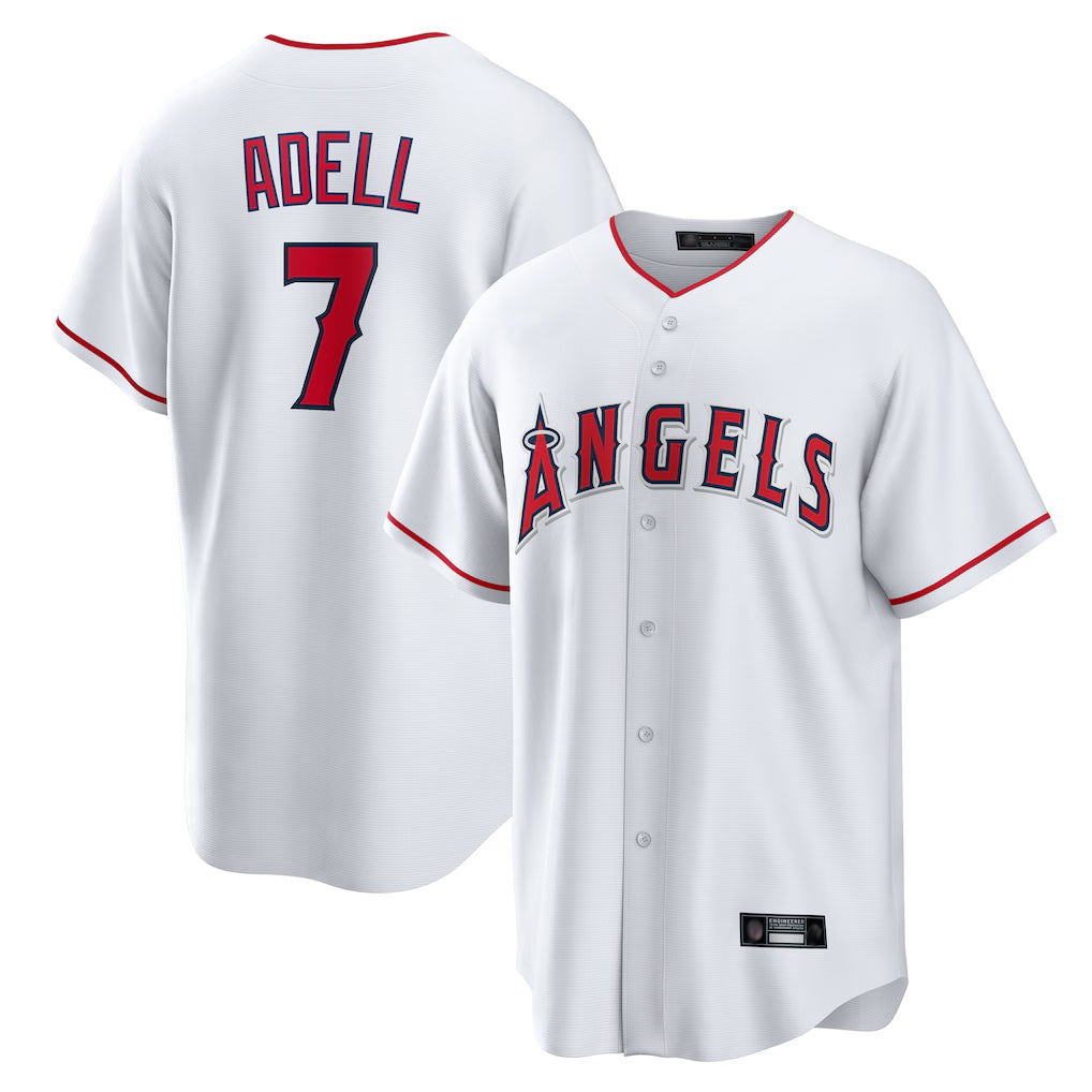 LA.Angels #7 Jo Adell Player White Home Game Fdoa Stitched Jerseys