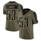 P.Eagles #53 Zack Baun Player Olive Salute To Service Limited Game Gdoa Stitched Jerseys