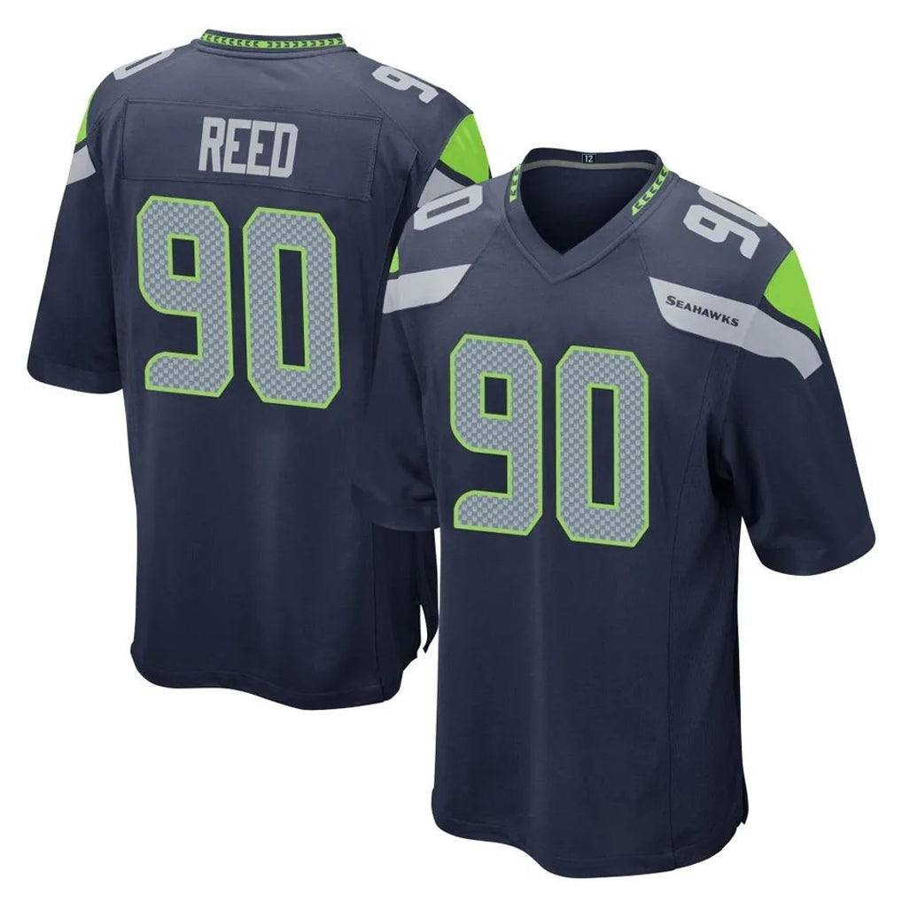 S.Seahawks #90 Jarran Reed Player Navy Home Game Gdoa Stitched Jerseys