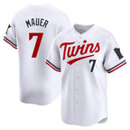 M.Twins #7 Joe Mauer Player White Home Limited Fdoa Stitched Jerseys