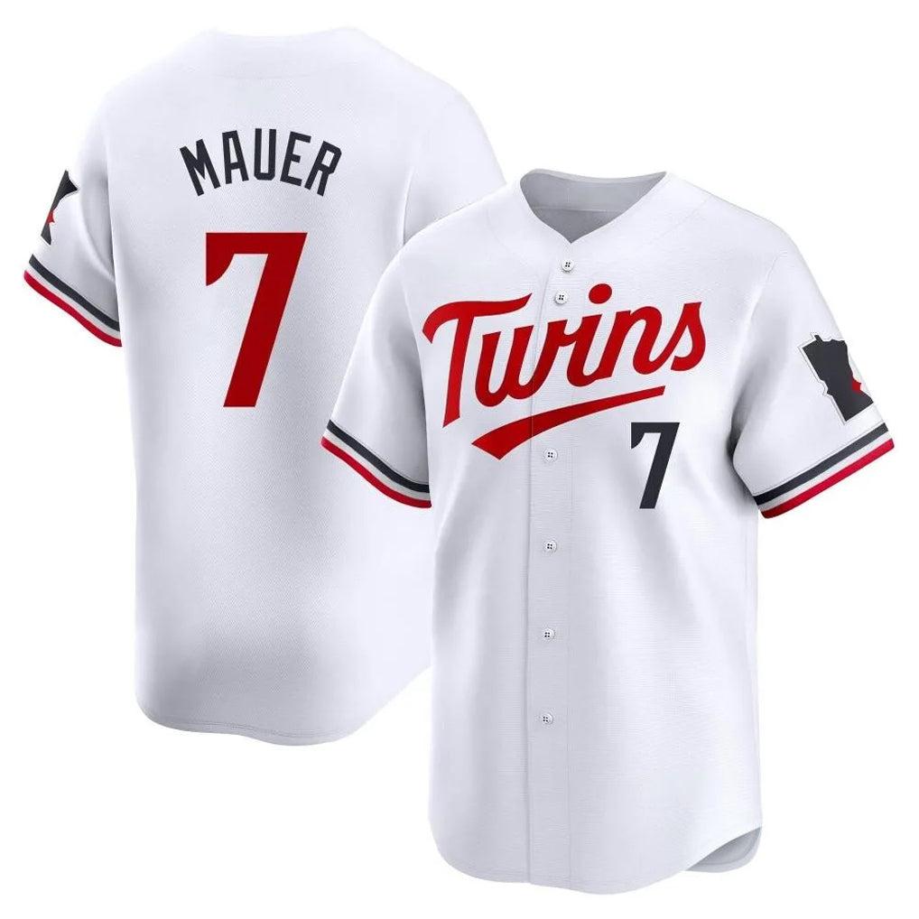 M.Twins #7 Joe Mauer Player White Home Limited Fdoa Stitched Jerseys