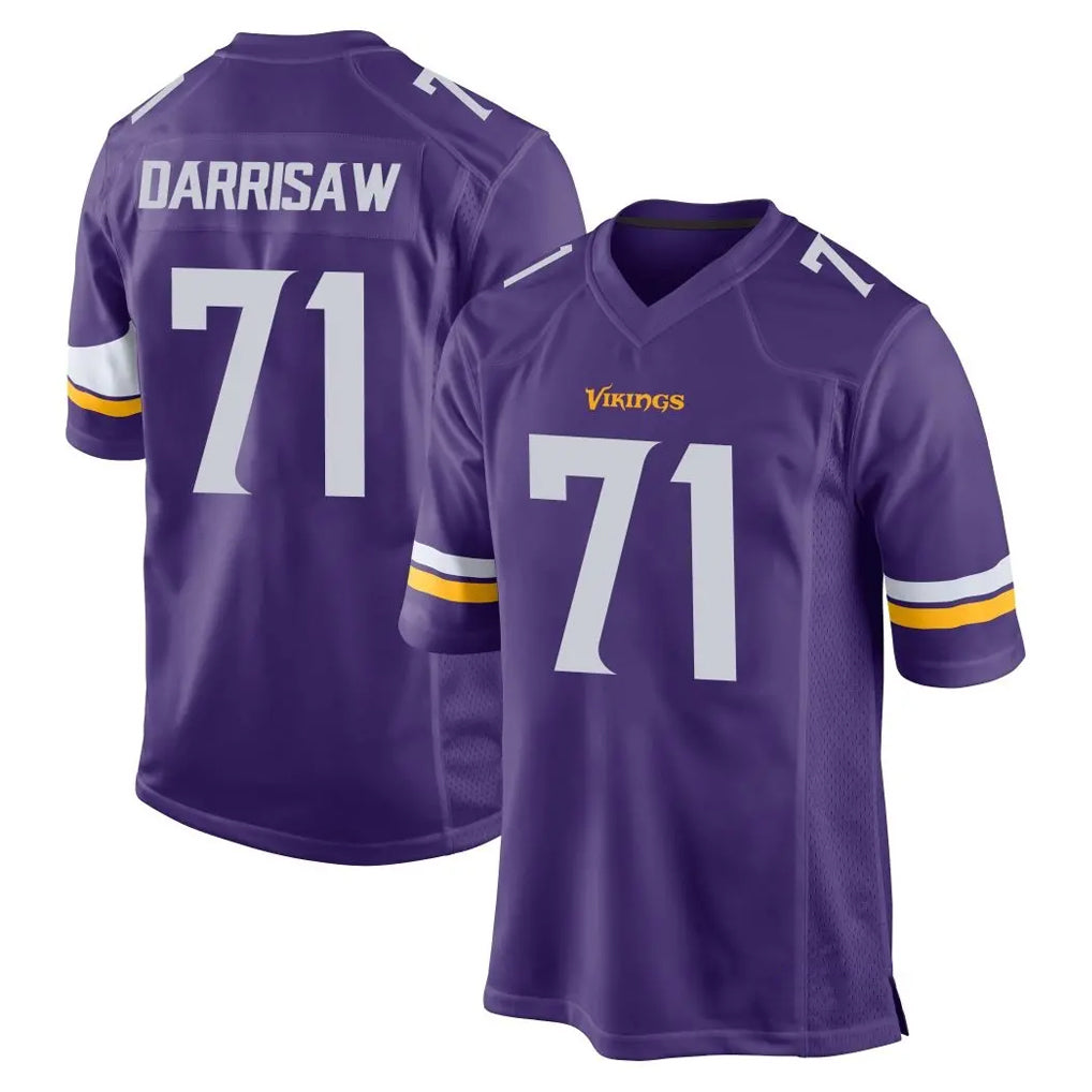 M.Vikings #71 Christian Darrisaw Player Purple Home Game Gdoa Stitched Jerseys