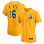 Athletics #16 Nick Kurtz Player Gold Limited Elite Home Game Gdoa Stitched Jerseys