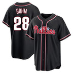 P.Phillies #28 Alec Bohm Player Black Fashion Out Home Game Fdoa Stitched Jerseys