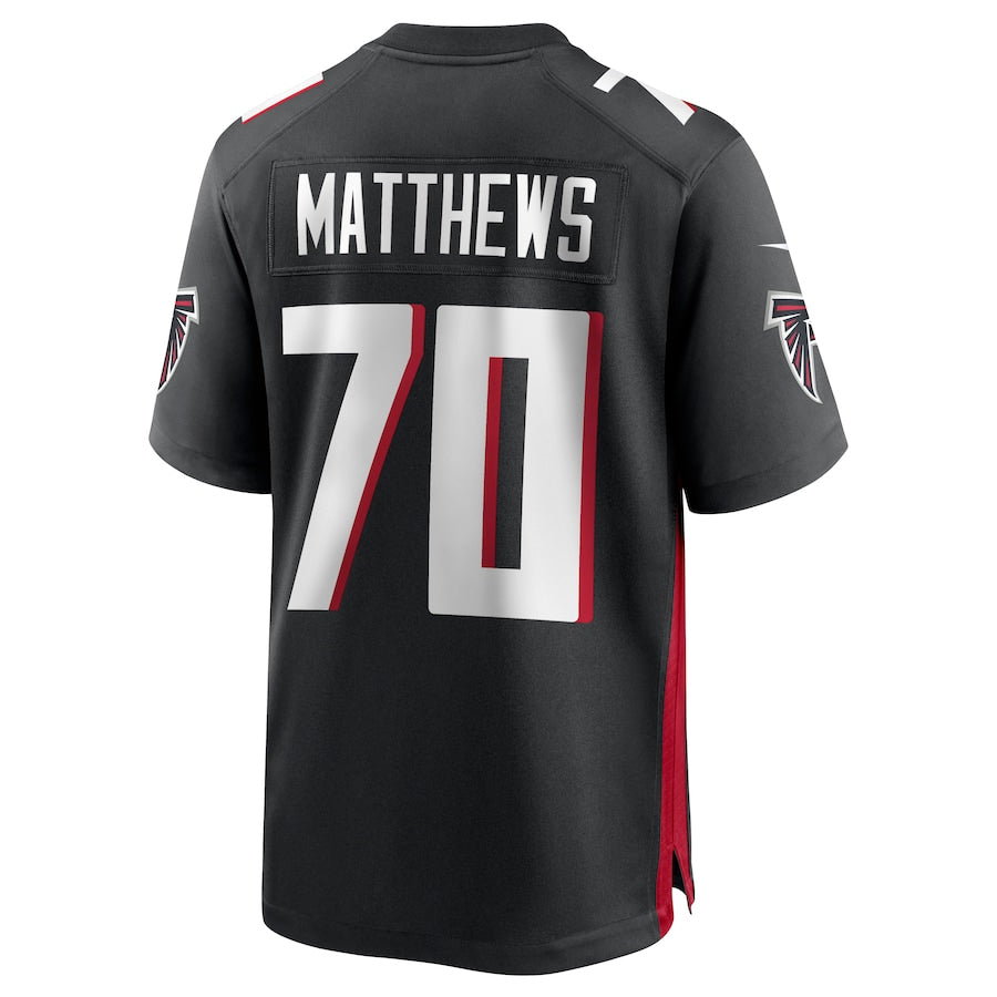 A.Falcons #70 Jake Matthews Player Black Home Game Gdoa Stitched Jerseys