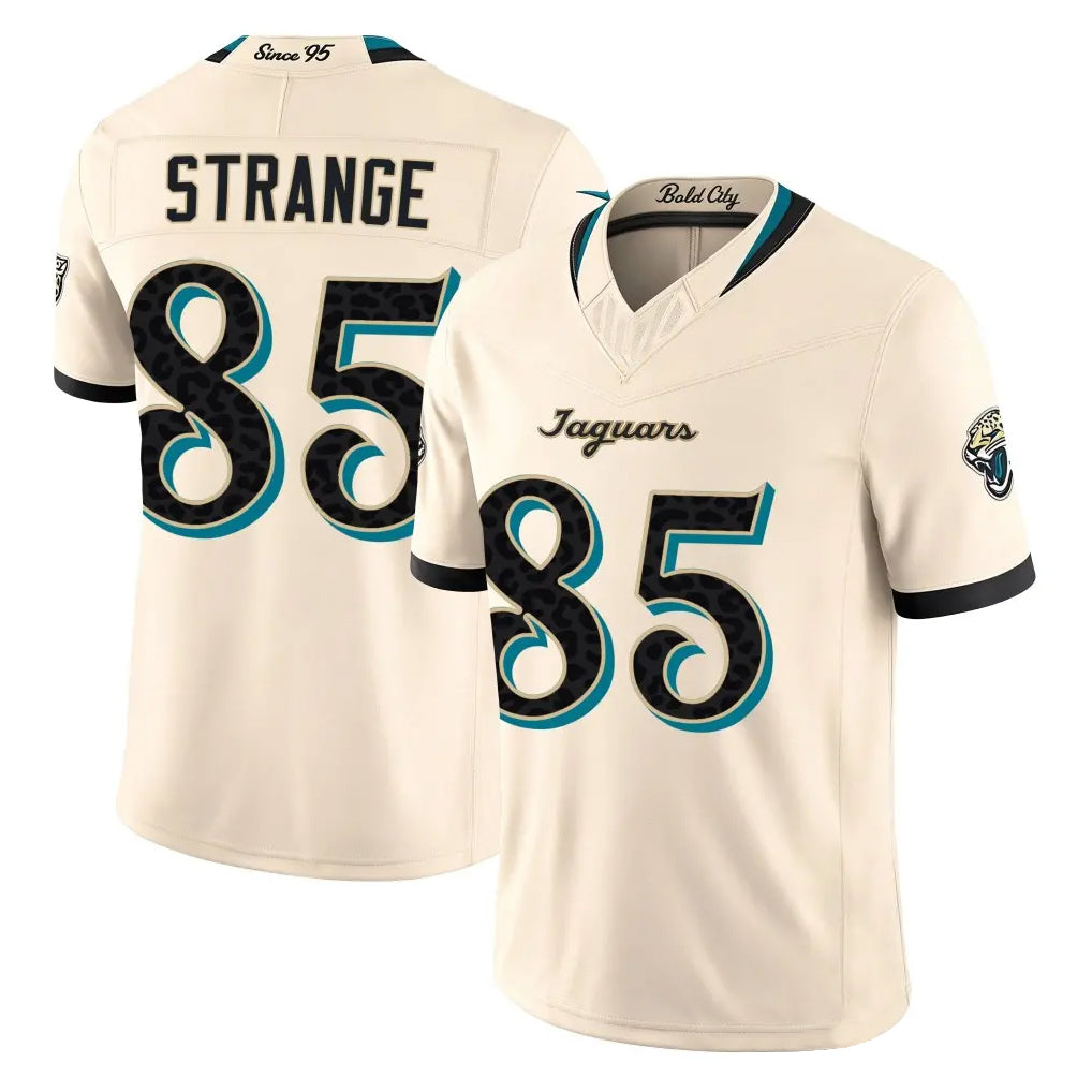 J.Jaguars #85 Brenton Strange Player Natural Limited 2026 Rivalries Collection Game Gdoa Stitched Jerseys