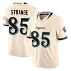 J.Jaguars #85 Brenton Strange Player Natural Limited 2026 Rivalries Collection Game Gdoa Stitched Jerseys