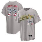 Athletics #23 Shea Langeliers Player Gray USA 250 Fourth of July Home Game Gdoa250Ys Stitched Jerseys