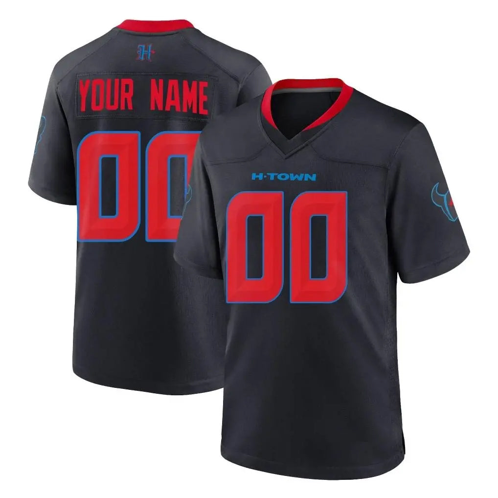Custom H.Texans Navy 2nd Alternate Home Game Any Name & Numbers Gdoa Stitched Jerseys