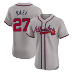 A.Braves #27 Austin Riley Player Gray Limited Elite Home Game Gdoa Stitched Jerseys