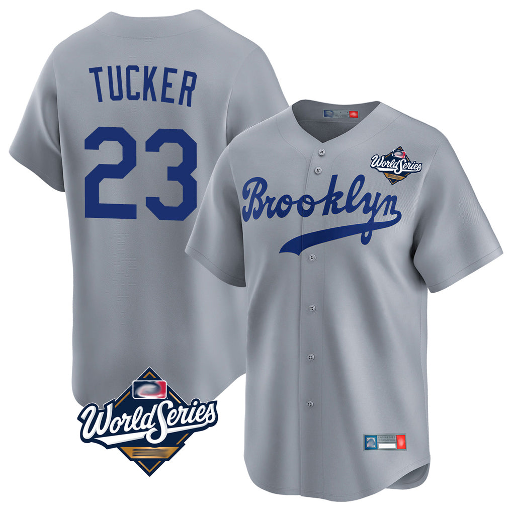 LA.Dodgers #23 Kyle Tucker Player Gray World Series Game Limited Home Fdoa Stitched Jerseys