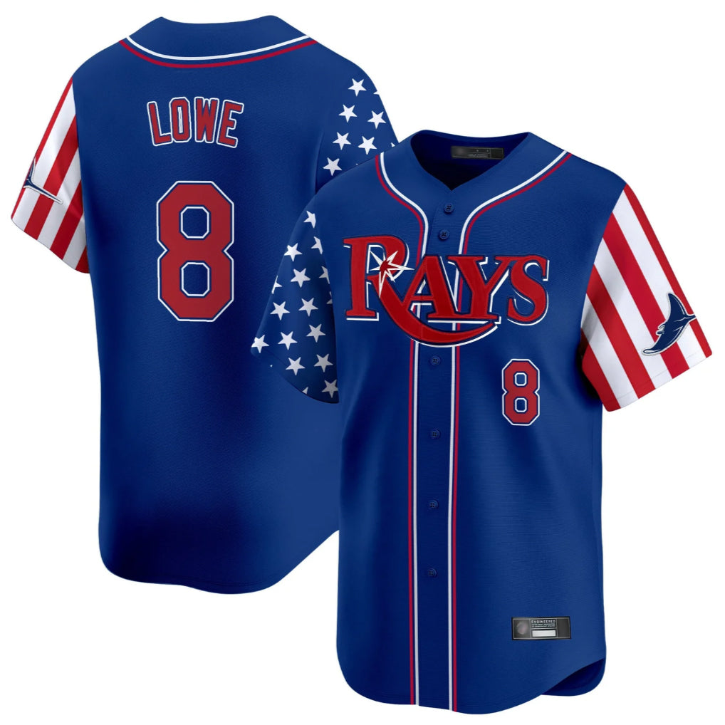T.Bay Rays #8 Brandon Lowe Player Royal 2025 Independence Day Vapor Premier Limited Fdoa Stitched Jerseys