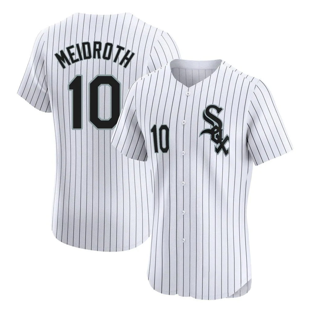 C.White Sox #10 Chase Meidroth Player White Stripe Limited Elite Home Gdoa Stitched Jerseys