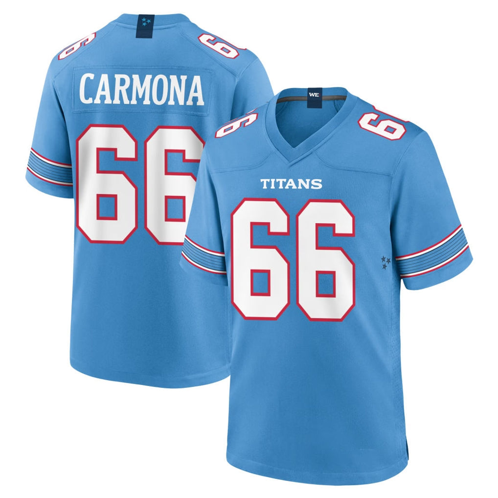T.Titans #66 Fernando Carmona Jr. Player Light Blue 2026 Game Home Gdoa Stitched Jerseys