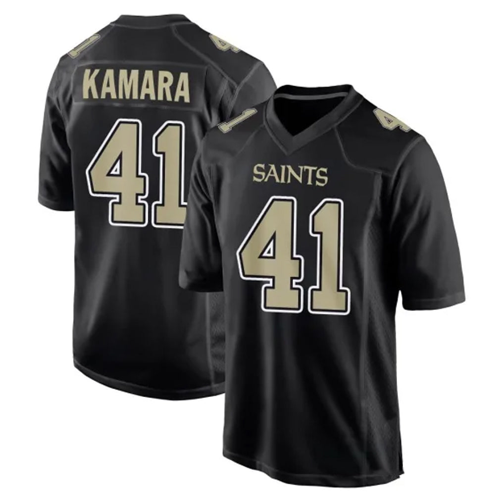 NO.Saints #41 Alvin Kamara Player Black Carbon Fashion Home Game Gdoa Stitched Jerseys