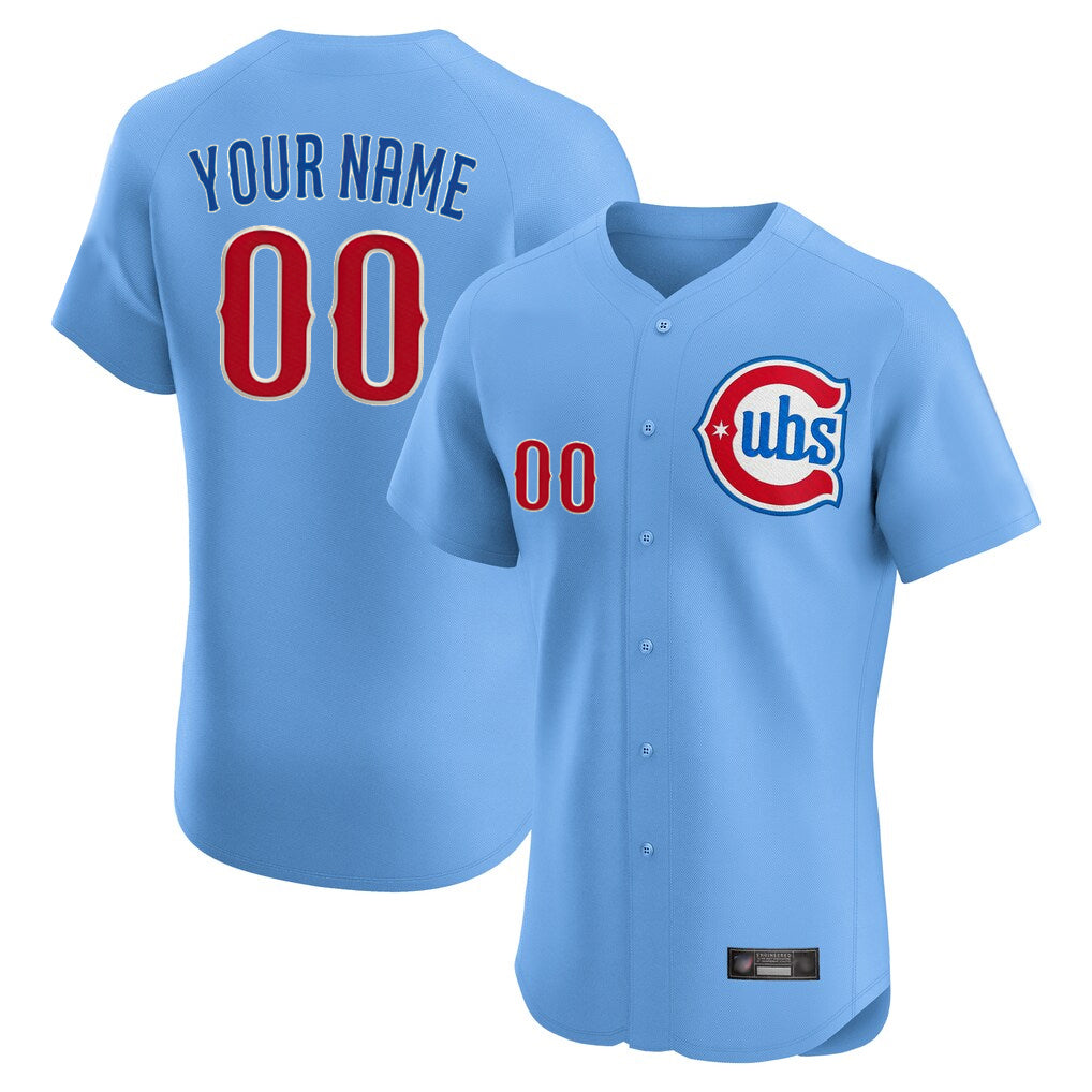 Custom C.Cubs Light Blue Limited Elite Home Game Any Name & Number Gdoa Stitched Jerseys