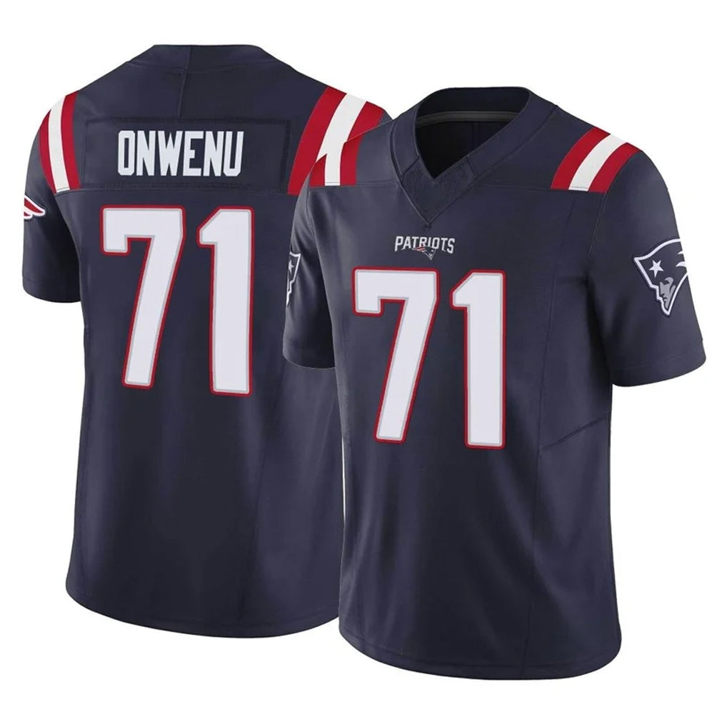 NE.Patriots #71 Mike Onwenu Player Navy Limited Vapor F.U.S.E. Home Game Gdoa Stitched Jerseys