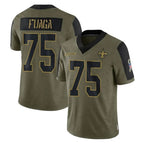 NO.Saints #75 Taliese Fuaga Player Olive Salute To Service Limited Game Gdoa Stitched Jerseys