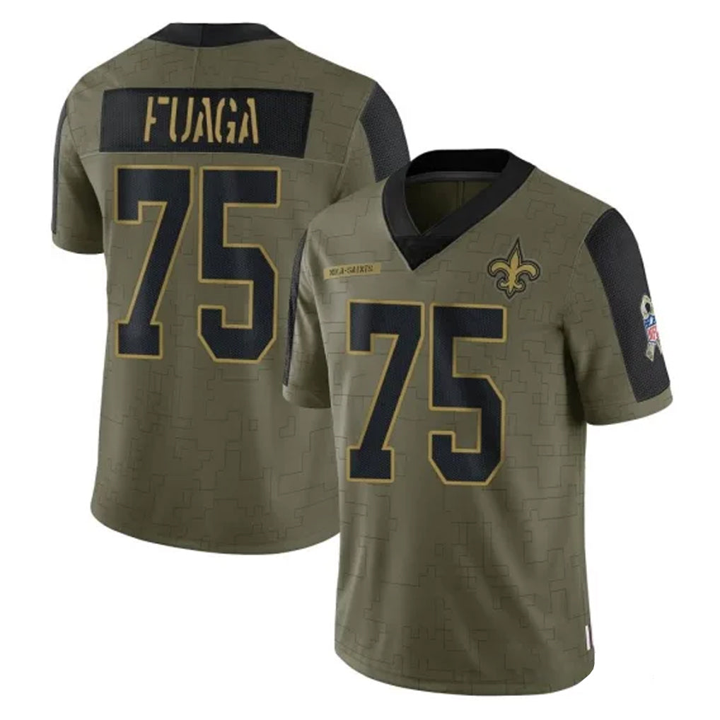 NO.Saints #75 Taliese Fuaga Player Olive Salute To Service Limited Game Gdoa Stitched Jerseys