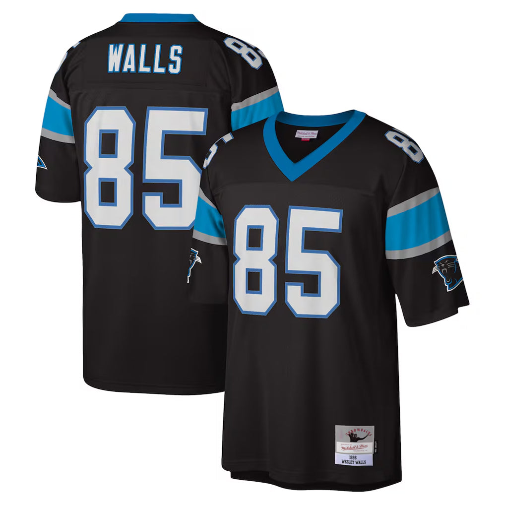 C.Panthers #85 Wesley Walls Player Black Mitchell & Ness Legacy Replica Gdoa Stitched Jerseys