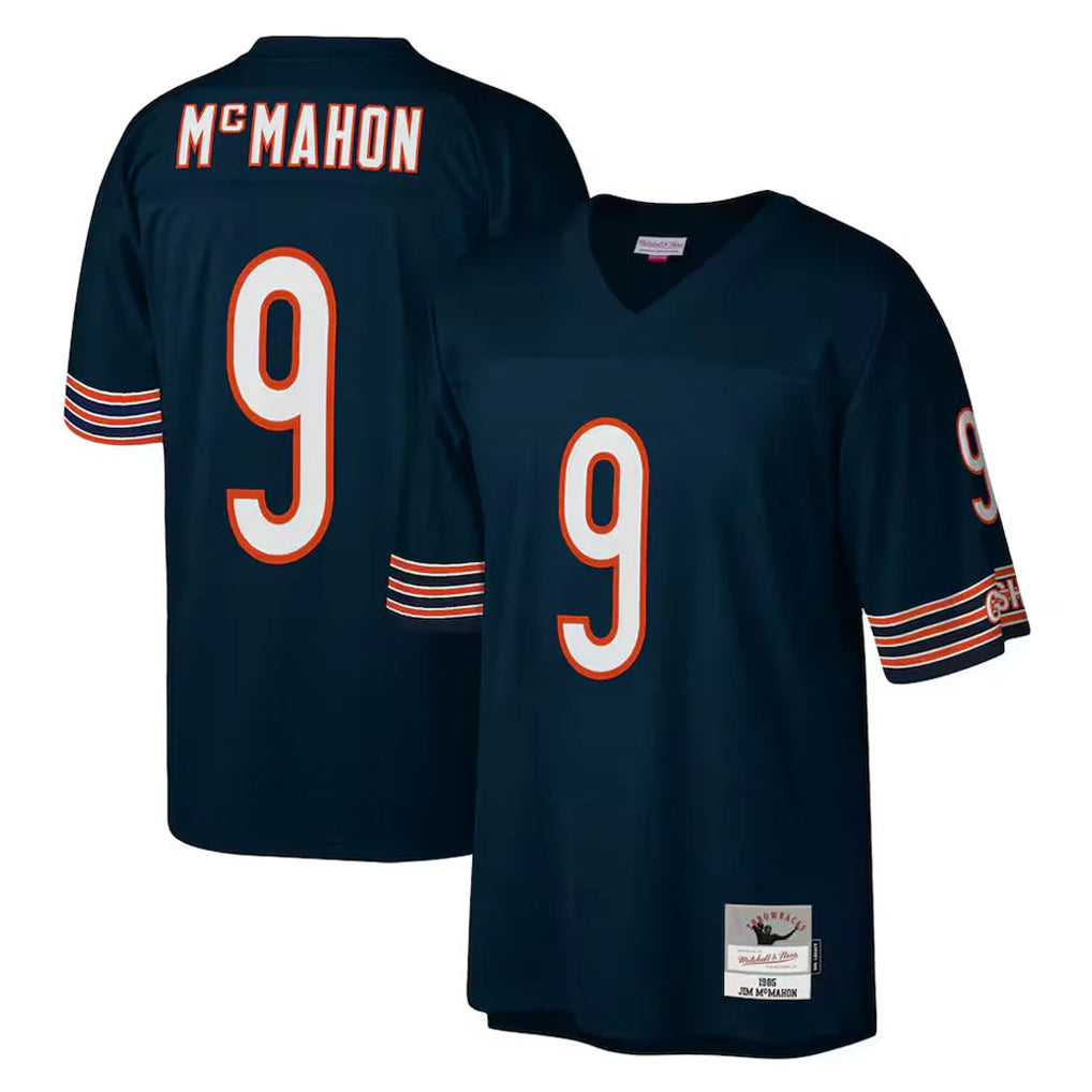 C.Bears #9 Jim McMahon Player Navy Mitchell & Ness Navy Legacy Replica Gdoa Stitched Jerseys