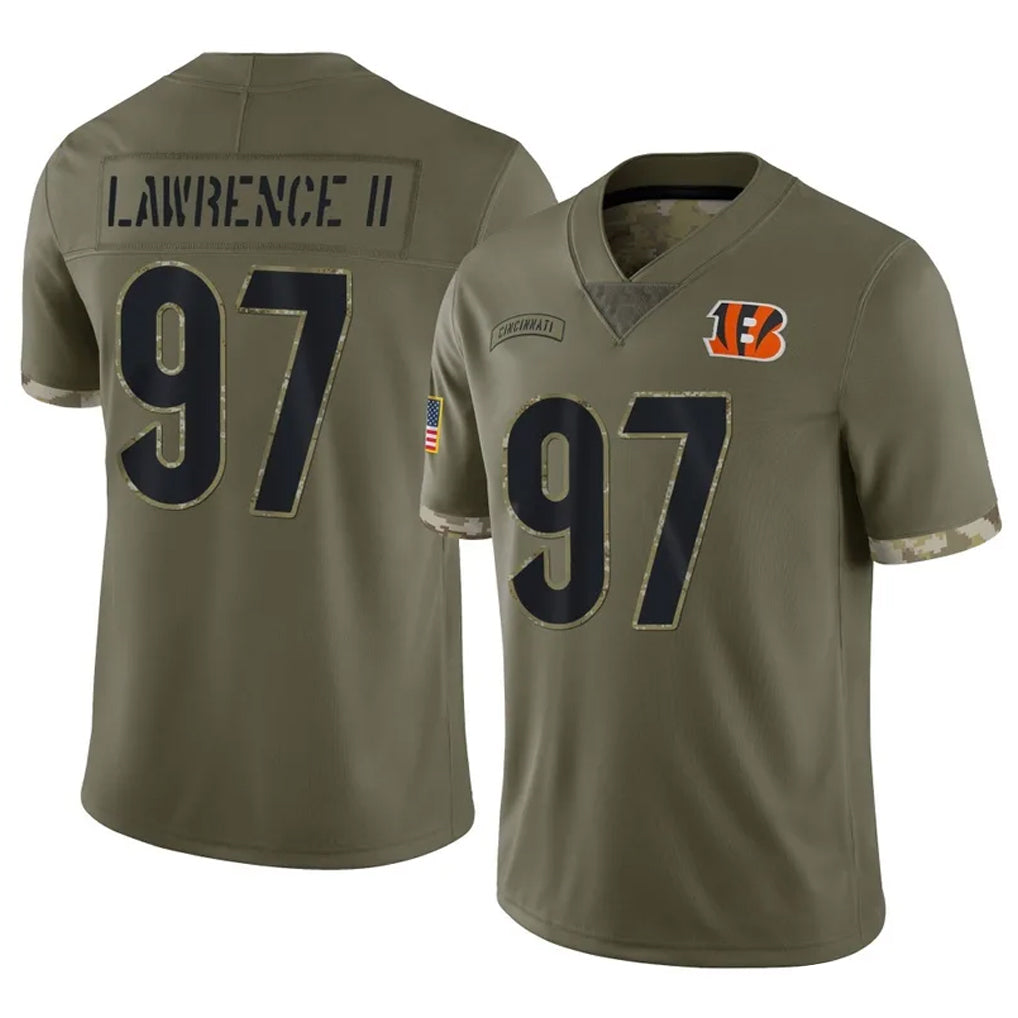 C.Bengals #97 Dexter Lawrence II Player Olive Salute to Service Limited Game Gdoa Stitched Jerseys