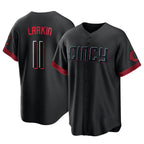 C.Reds #11 Barry Larkin Player Black City Connect Home Game Gdoa Stitched Jerseys