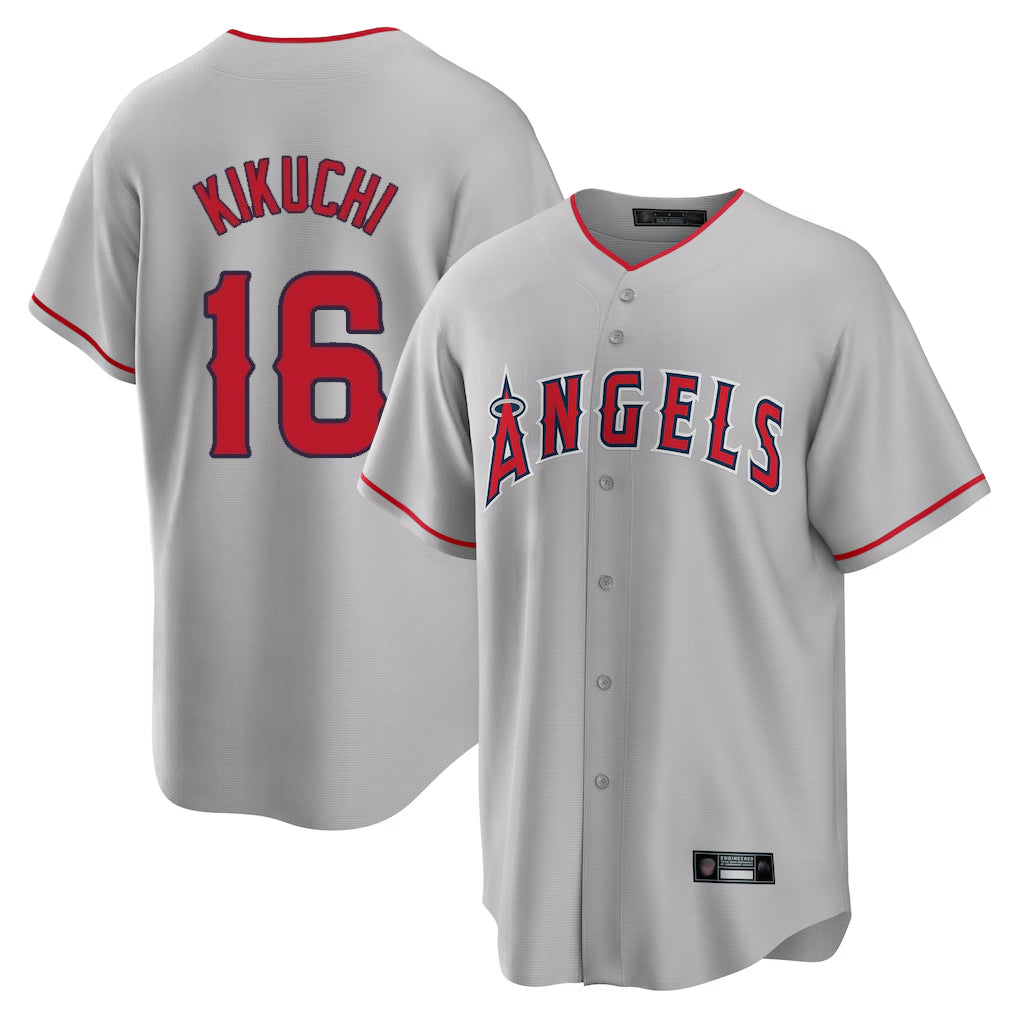 LA.Angels #16 Yusei Kikuchi Player Gray Home Game Fdoa Stitched Jerseys