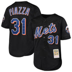NY.Mets #31 Mike Piazza Player Black Mitchell & Ness Cooperstown Collection Home Limited Fdoa Stitched Jerseys