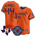 H.Astros #44 Yordan Alvarez Player Orange City Connect Texas Patch Vapor Premier Limited Home Gdoa Stitched Jerseys