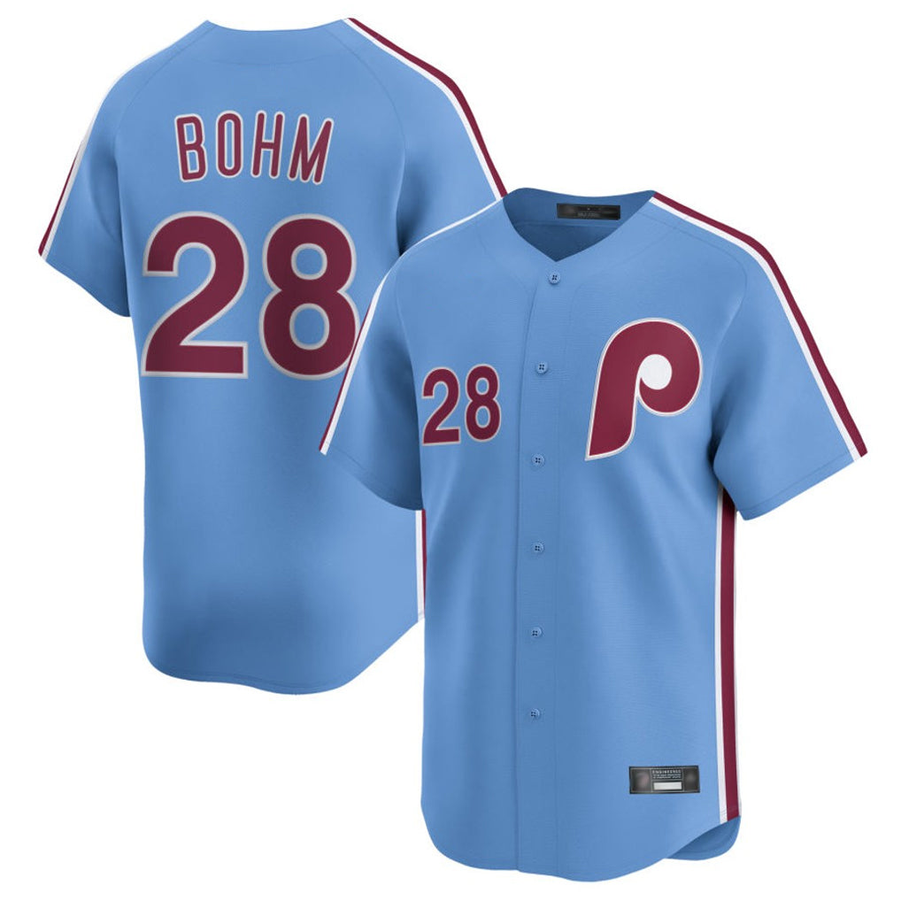 P.Phillies #28 Alec Bohm Player Light Blue Home Limited Fdoa Stitched Jerseys
