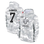 NO.Saints #7 Jonas Sanker Player Arctic Camo Salute to Service Pullover Hoodies Limited Game Gdoa Stitched Jerseys