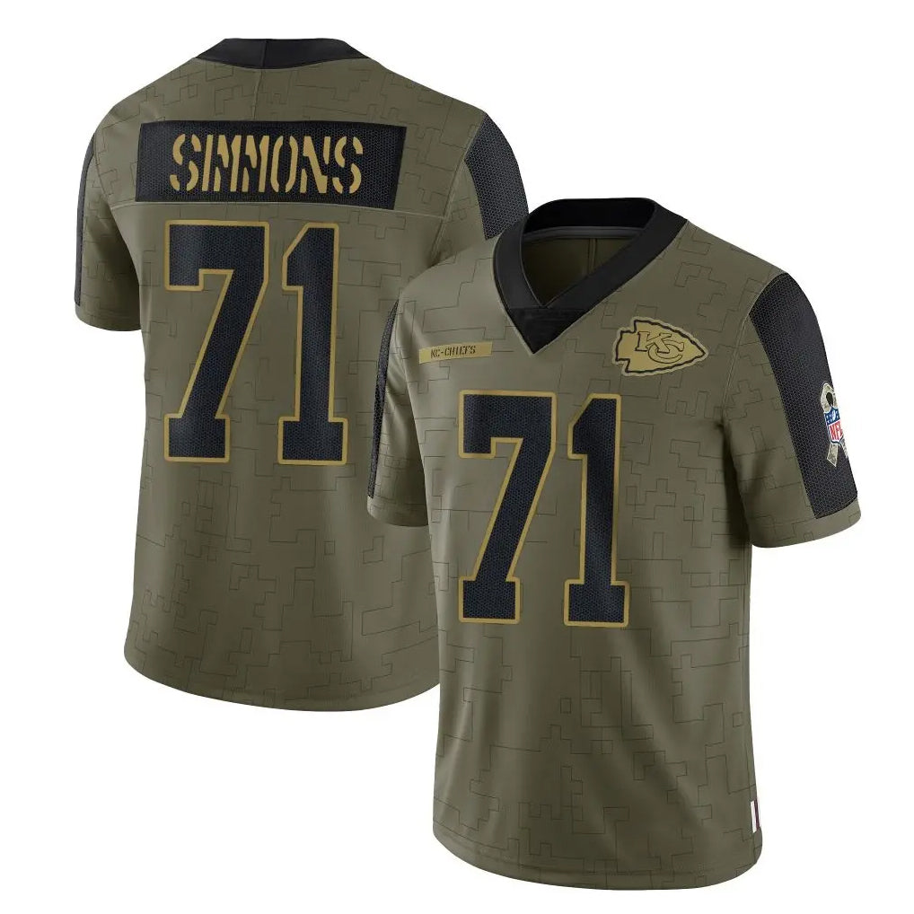 KC.Chiefs #71 Josh Simmons Player Olive Salute To Service Limited Game Gdoa Stitched Jerseys