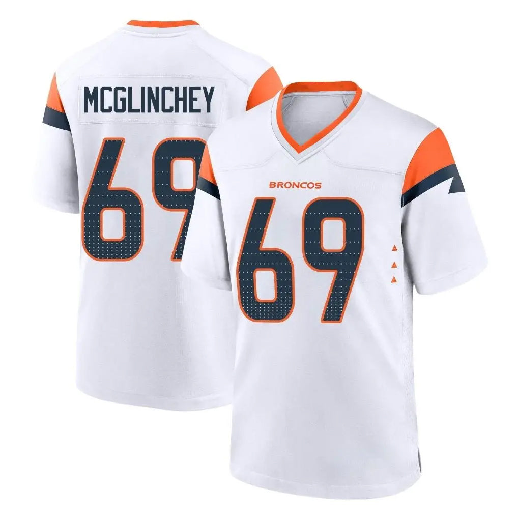 D.Broncos #69 Mike McGlinchey Player White Home Game Gdoa Stitched Jerseys