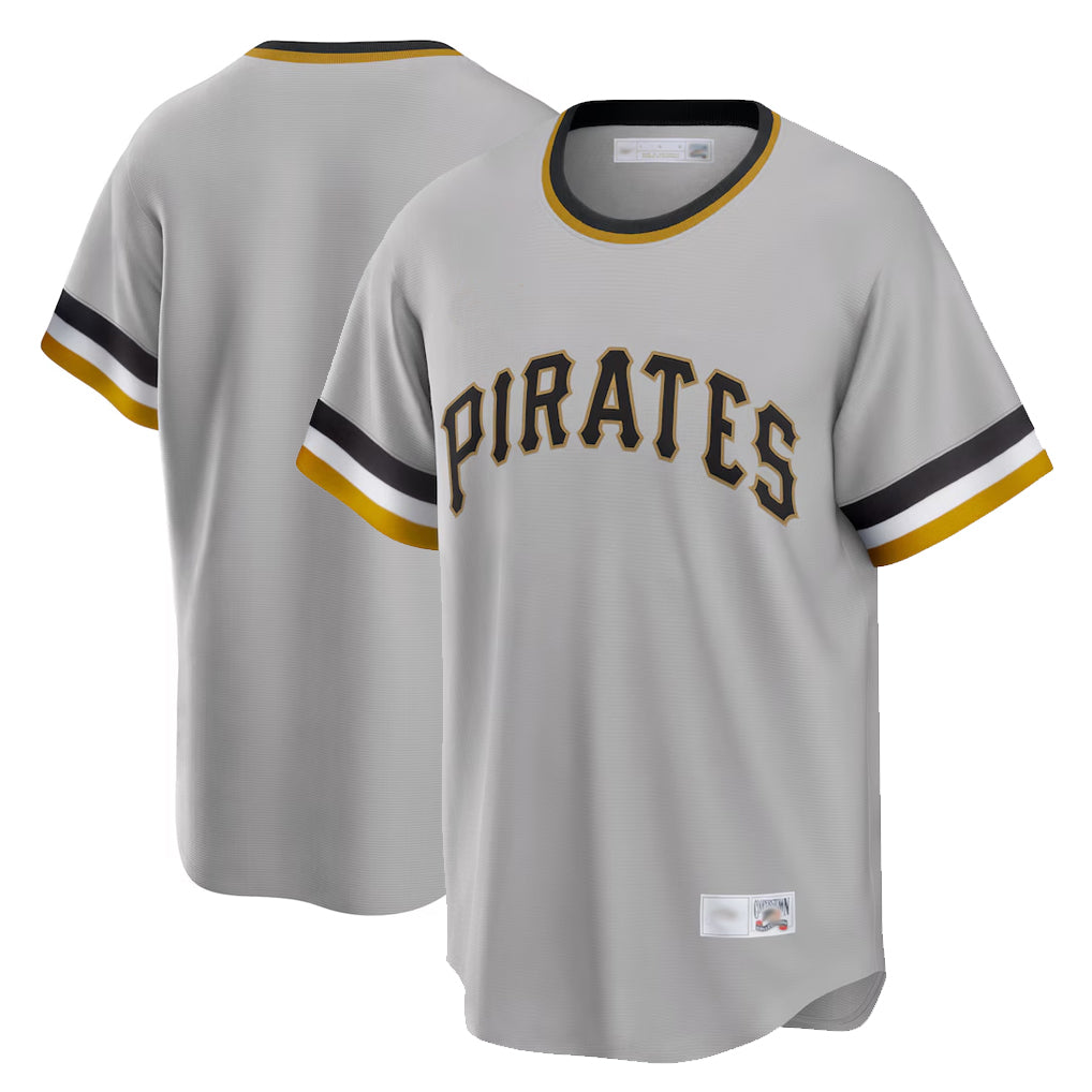 P.Pirates ## Pirates Blank Player Gray Throwback Cooperstown Collection Limited T-shirt Fdoa Stitched Jerseys