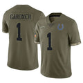 IN.Colts #1 Sauce Gardner Player Olive Salute To Service Limited Gdoa Stitched Jerseys