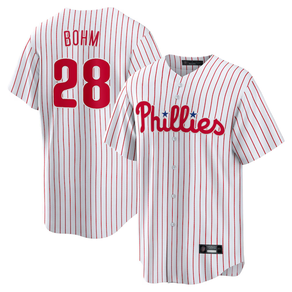P.Phillies #28 Alec Bohm Player White Home Game Fdoa Stitched Jerseys