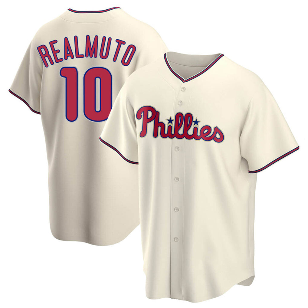 P.Phillies #10 J.T. Realmuto Player Cream Home Game Fdoa Stitched Jerseys