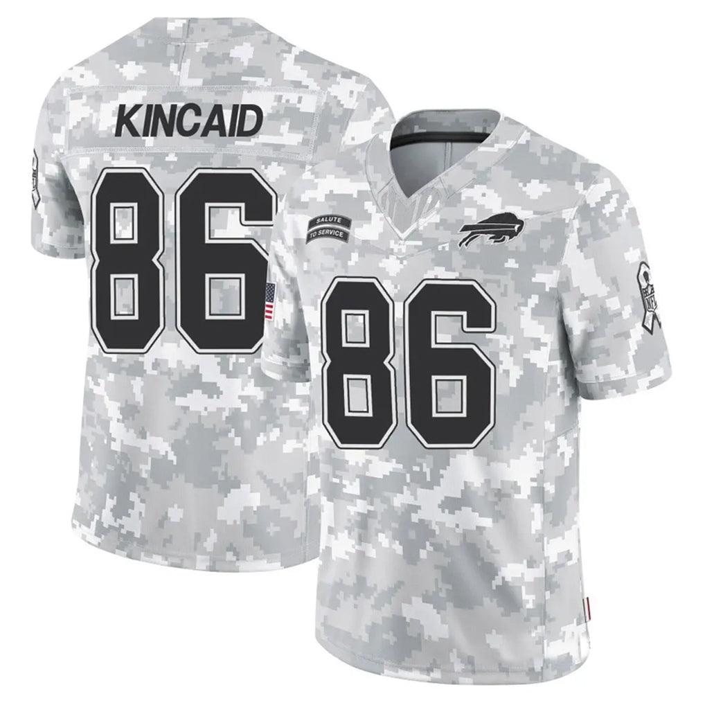 B.Bills #86 Dalton Kincaid Player Arctic Camo Salute to Service Limited Gdoa Stitched Jerseys