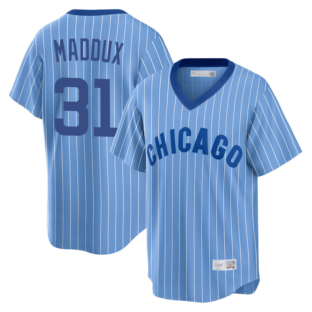C.Cubs #31 Greg Maddux Player Blue T-shirt Cooperstown Collection Limited Gdoa Stitched Jerseys