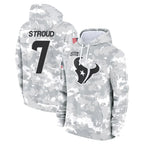 H.Texans #7 CJ Stroud Player Arctic Camo Salute to Service Hoodies Limited Game Gdoa Stitched Jerseys
