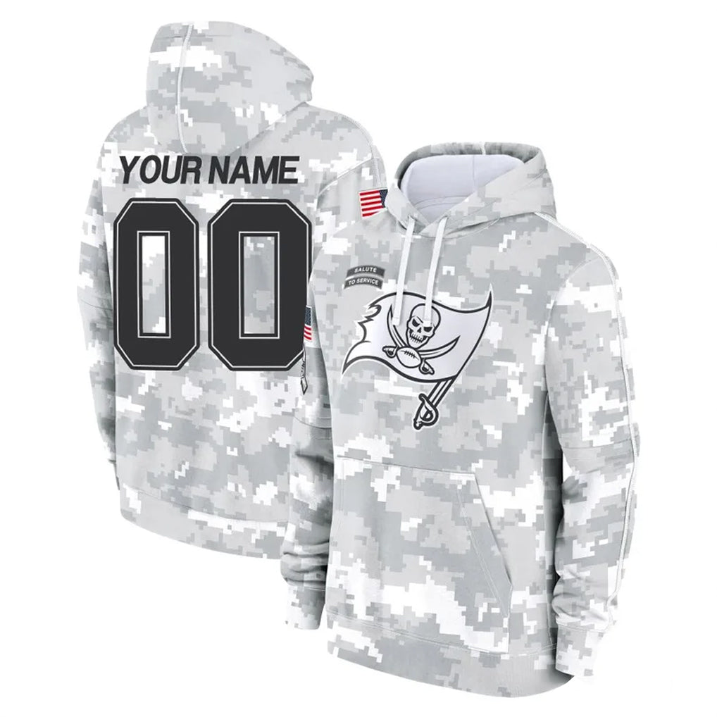 Custom TB.Buccaneers Arctic Camo Limited Salute to Service Pullover Hoodies Game Any Name & Numbers Gdoa Stitched Jerseys