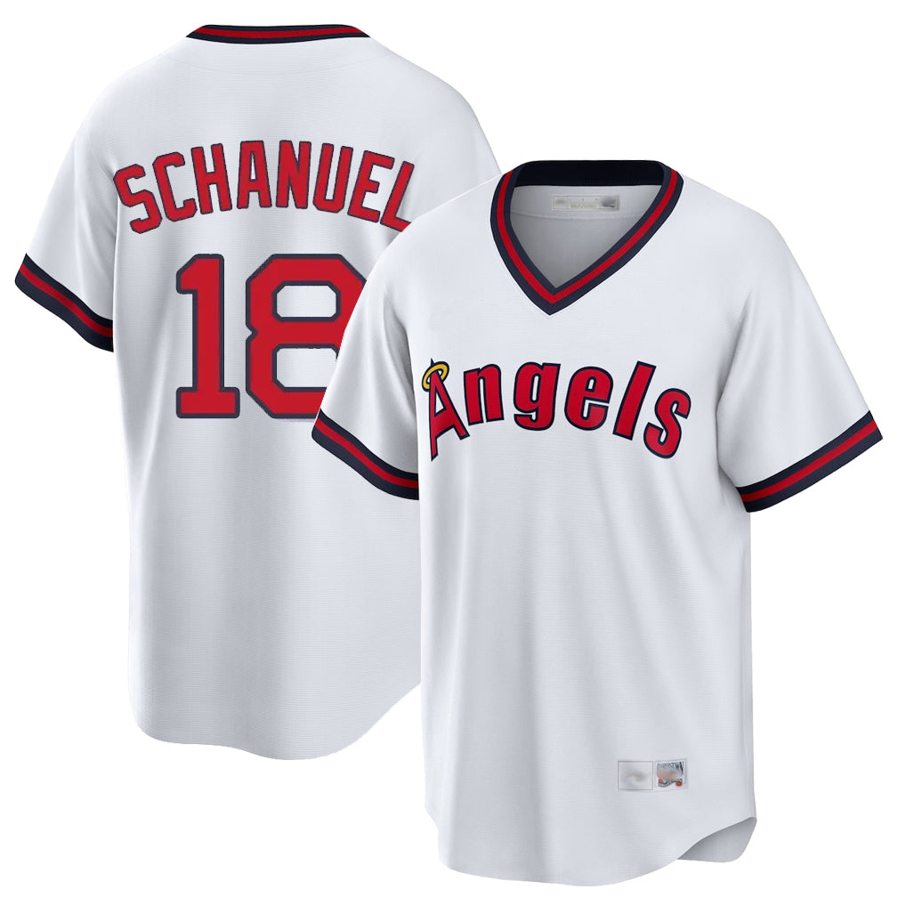 LA.Angels #18 Nolan Schanuel Player White T-shirt Home Game Fdoa Stitched Jerseys