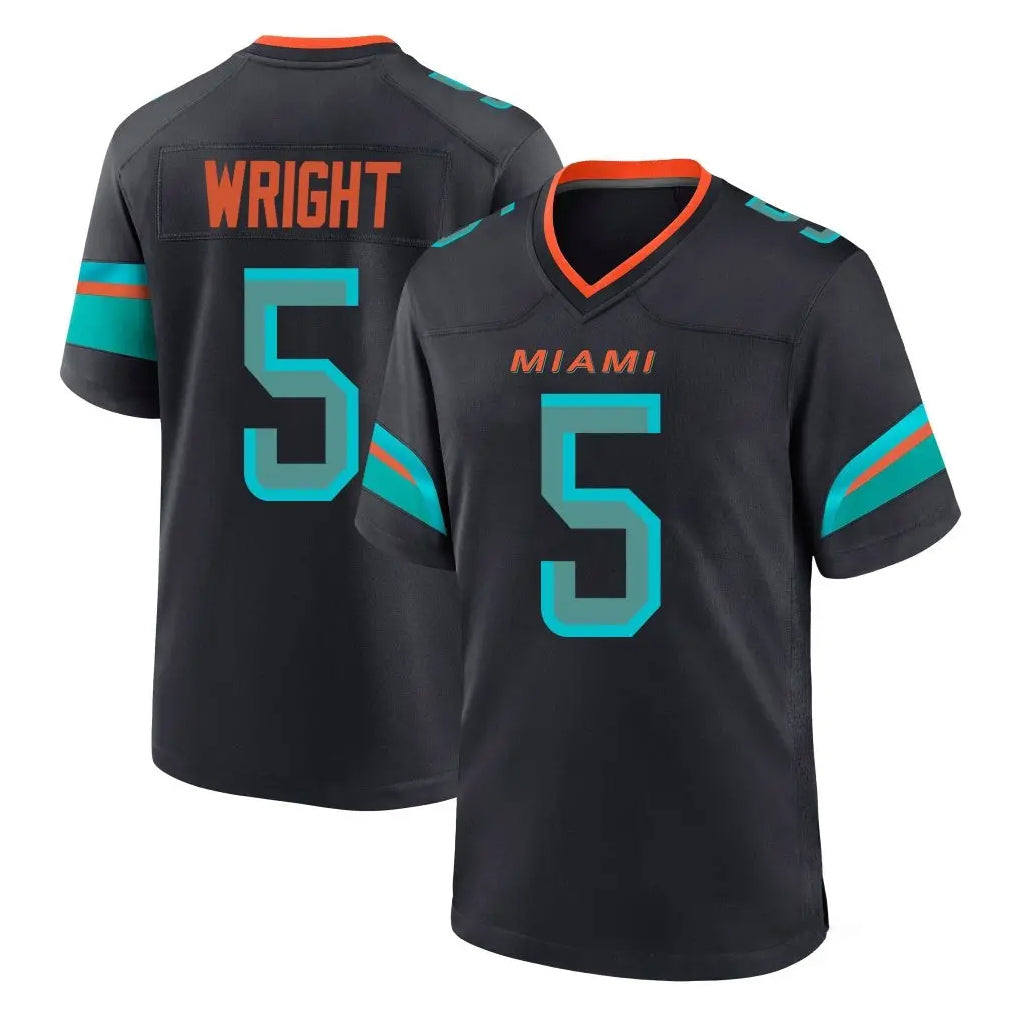 M.Dolphins #5 Jaylen Wright Player Black Pitch Rivalries Collection Home Game Gdoa Stitched Jerseys