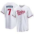 M.Twins #7 Joe Mauer Player White Home Game Fdoa Stitched Jerseys