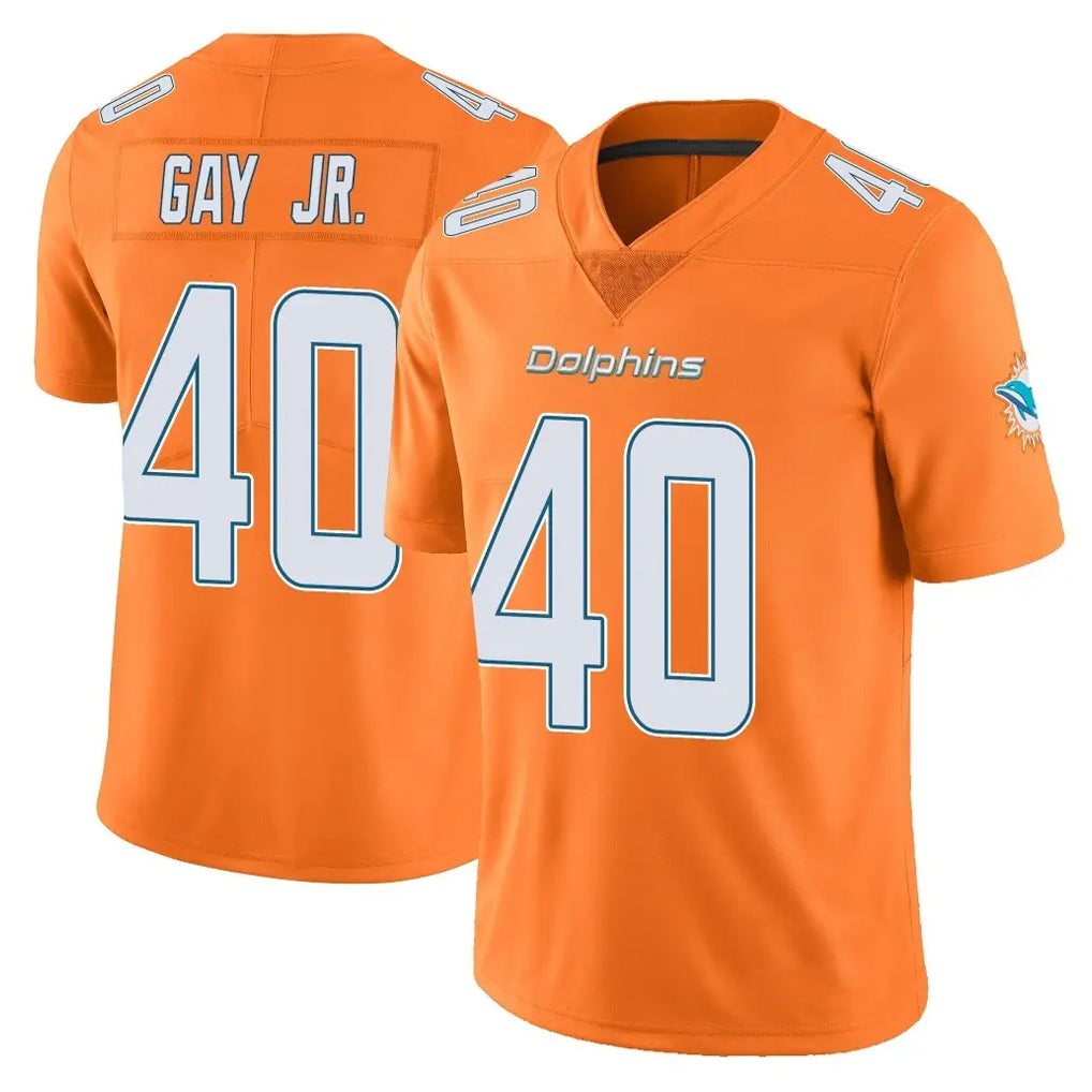 M.Dolphins #40 Willie Gay Jr. Player Orange Limited Home Game Gdoa Stitched Jerseys